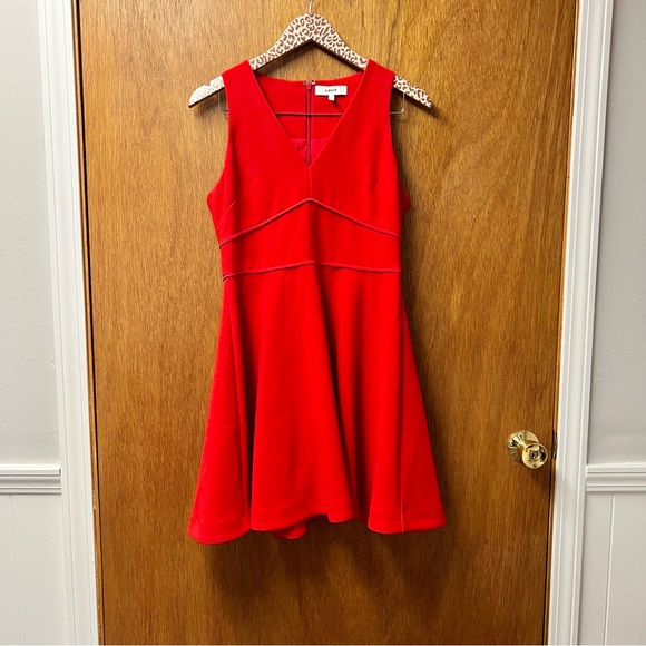 Likely Bunker V-Neck Sleeveless Fit & Flare Skater Mini Dress Scarlet Red 10 - Picture 14 of 15